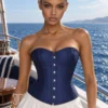 Corset en satin bleu nuit