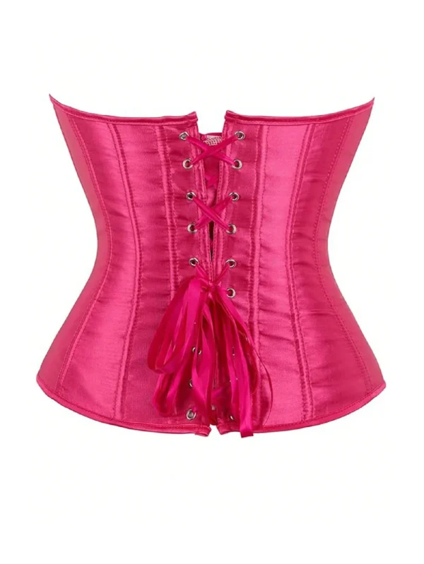 Corset en satin rose fuchsia (3) Corset en satin rose fuchsia
