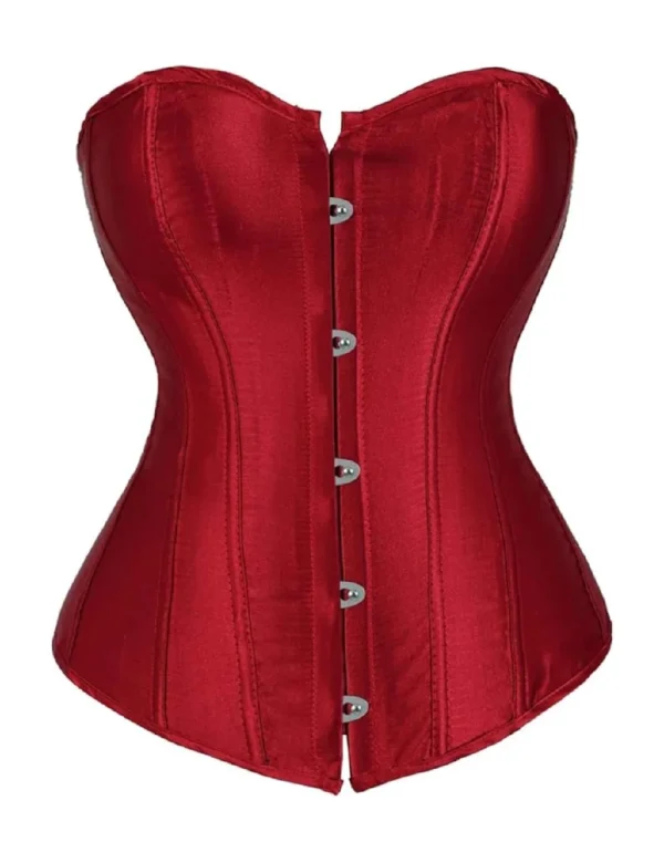 Corset en satin rouge foncé (1) Corset en satin rouge foncé