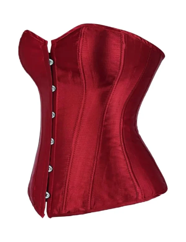 Corset en satin rouge foncép (2) Corset en satin rouge foncé