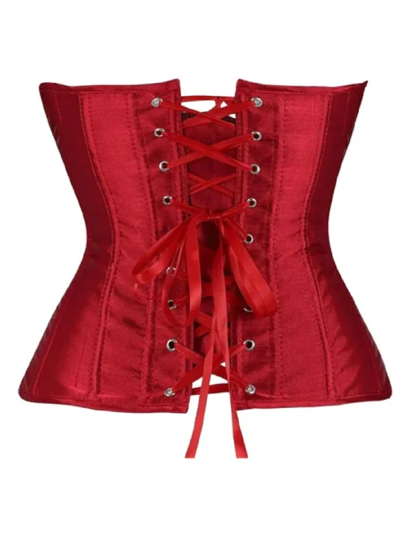 Corset en satin rouge foncép (4) Corset en satin rouge foncé