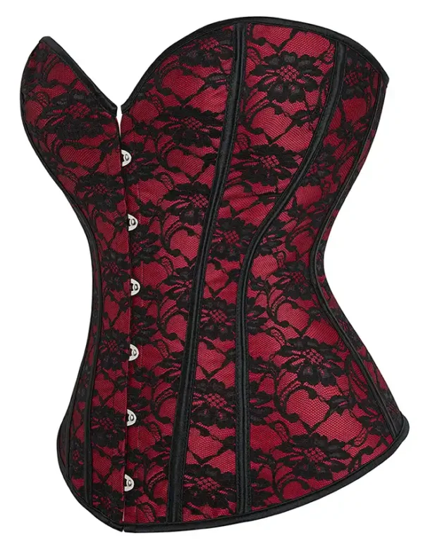 Corset gothique rouge et dentelle noire (3) Corset gothique rouge et dentelle noire