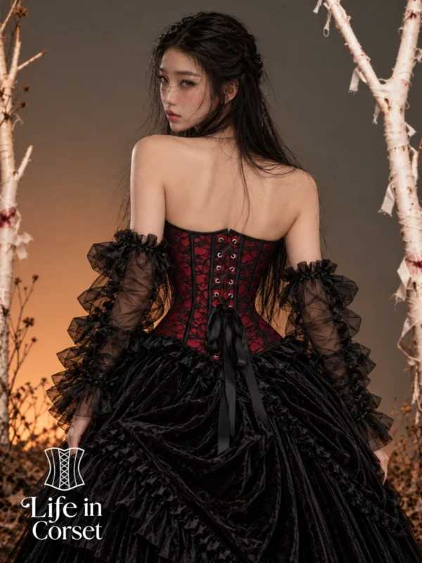 Corset gothique rouge et dentelle noire