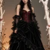 Corset gothique rouge et dentelle noire