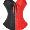 Corset gothique rouge et noir à zip frontal (1) Corset gothique rouge et noir à zip frontal