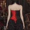 Corset gothique rouge et noir à zip frontal (2) Corset gothique rouge et noir à zip frontal