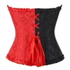 Corset gothique rouge et noir à zip frontal (2) Corset gothique rouge et noir à zip frontal