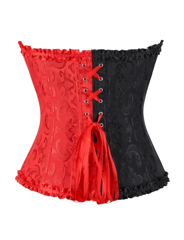 Corset gothique rouge et noir à zip frontal (2) Corset gothique rouge et noir à zip frontal