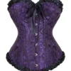 Corset gothique violet à lacets et rubans noirs (1) Corset gothique violet à lacets et rubans noirs