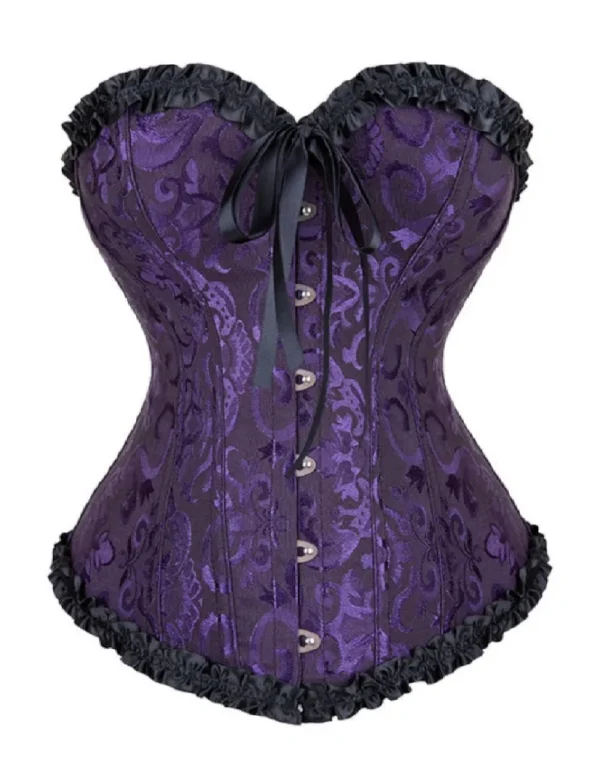 Corset gothique violet à lacets et rubans noirs (1) Corset gothique violet à lacets et rubans noirs