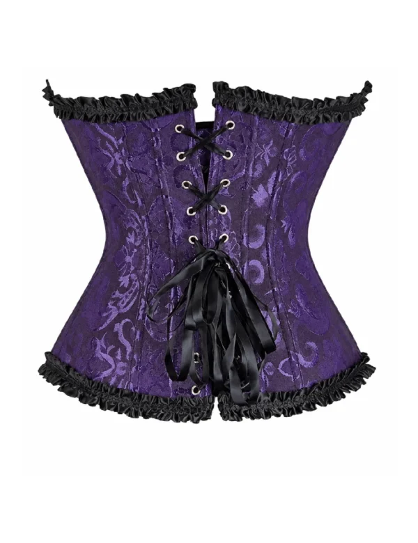 Corset gothique violet à lacets et rubans noirs (3) Corset gothique violet à lacets et rubans noirs