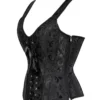 Corset lacé noir à bretelles et zip latéral