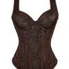 Corset marron à bretelles et motifs cachemir (1) Corset marron à bretelles et motifs cachemir