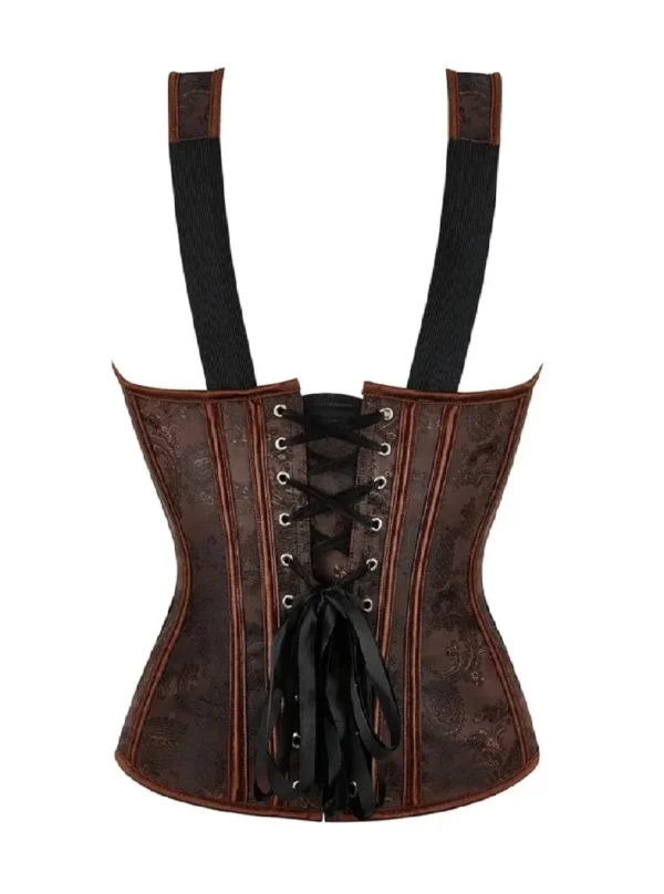 Corset marron à bretelles et motifs cachemir (2) Corset marron à bretelles et motifs cachemir