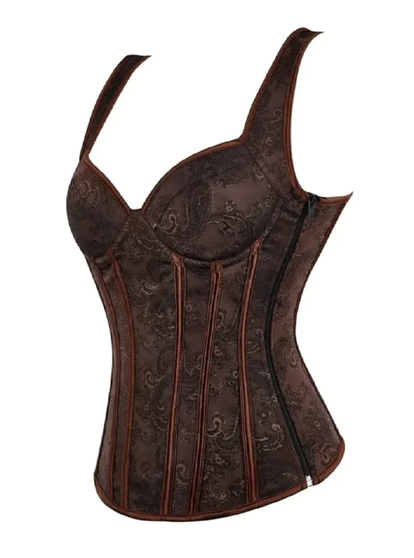 Corset marron à bretelles et motifs cachemir (3) Corset marron à bretelles et motifs cachemir