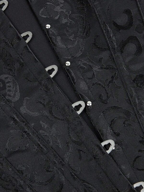 Corset noir à motifs baroques ton sur ton (5) Corset noir à motifs baroques ton sur ton