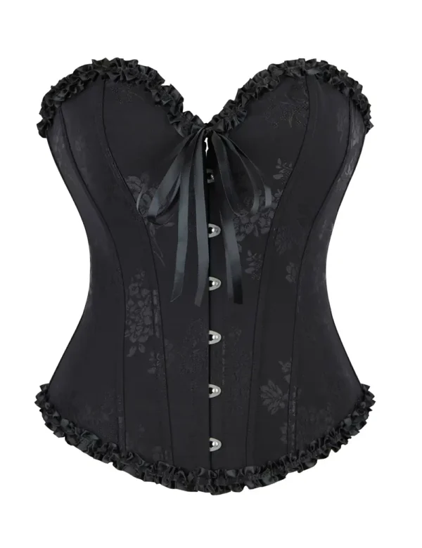Corset noir chic en jacquard fleuri (2) Corset noir chic en jacquard fleuri