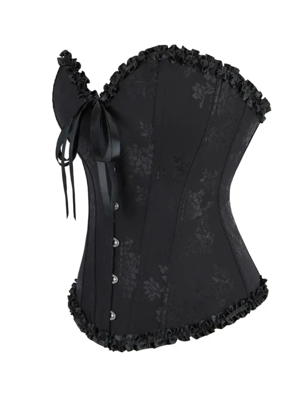 Corset noir chic en jacquard fleuri (3) Corset noir chic en jacquard fleuri