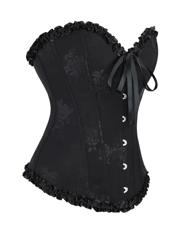 Corset noir chic en jacquard fleuri (4) Corset noir chic en jacquard fleuri