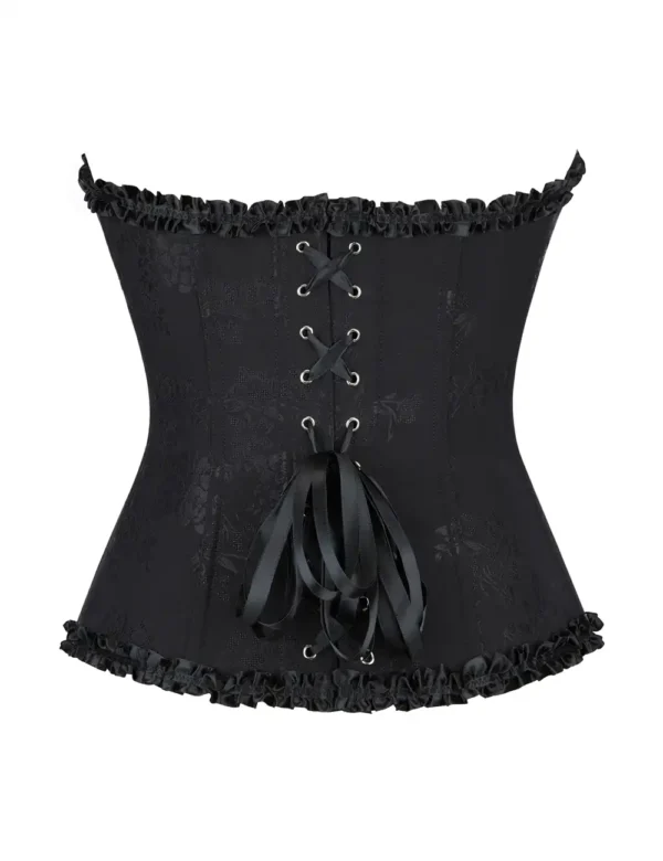 Corset noir chic en jacquard fleuri (5) Corset noir chic en jacquard fleuri