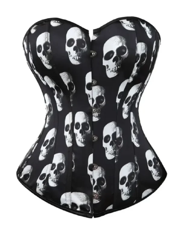 Corset noir et blanc à motifs crânes