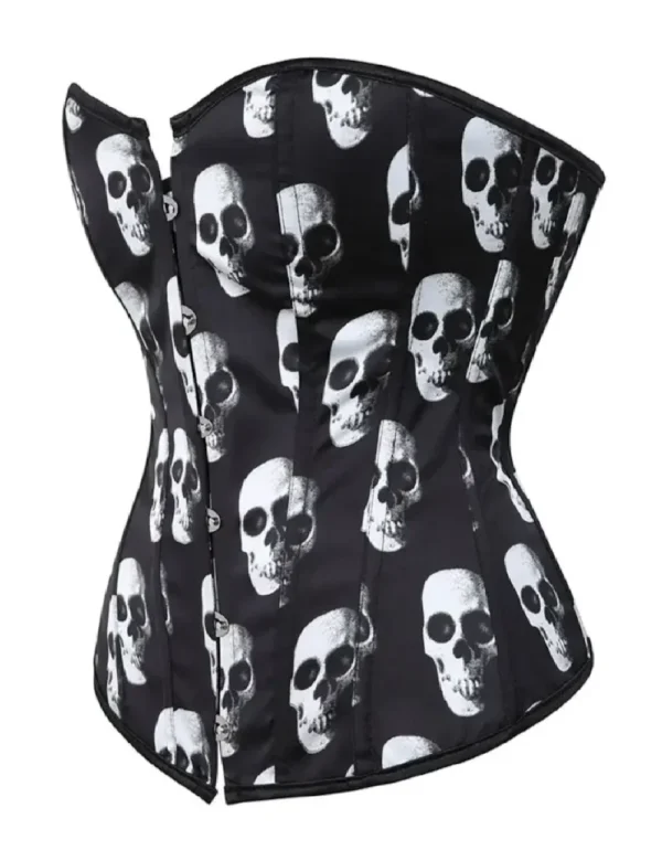 Corset noir et blanc à motifs crânes