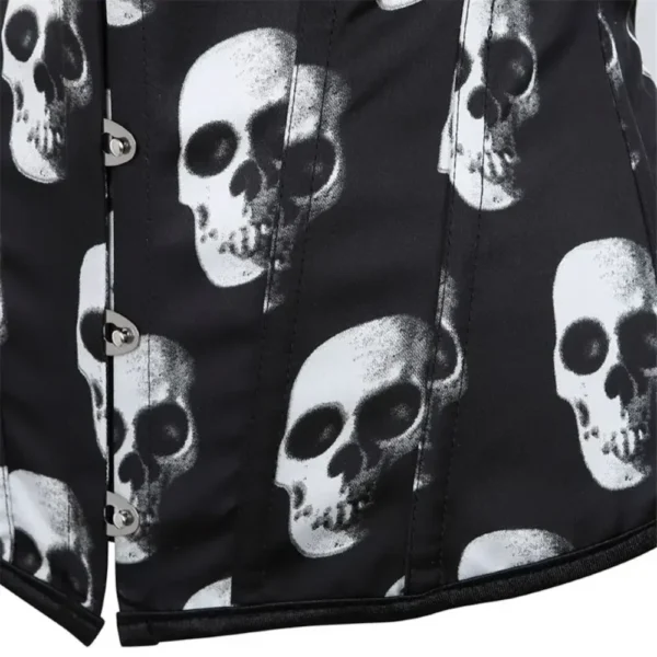 Corset noir et blanc à motifs crânes