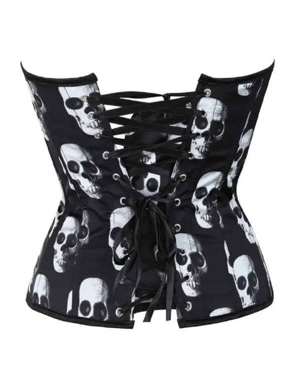 Corset noir et blanc à motifs crânes