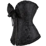 Corset noir jacquard zippé (4) Corset noir jacquard zippé