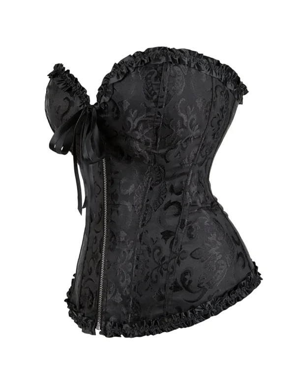 Corset noir jacquard zippé (4) Corset noir jacquard zippé