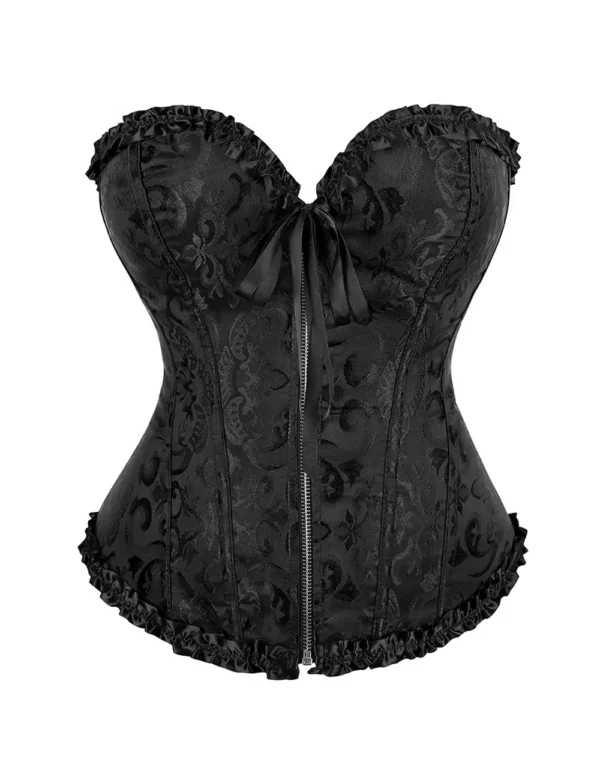 Corset noir jacquard zippé (5) Corset noir jacquard zippé