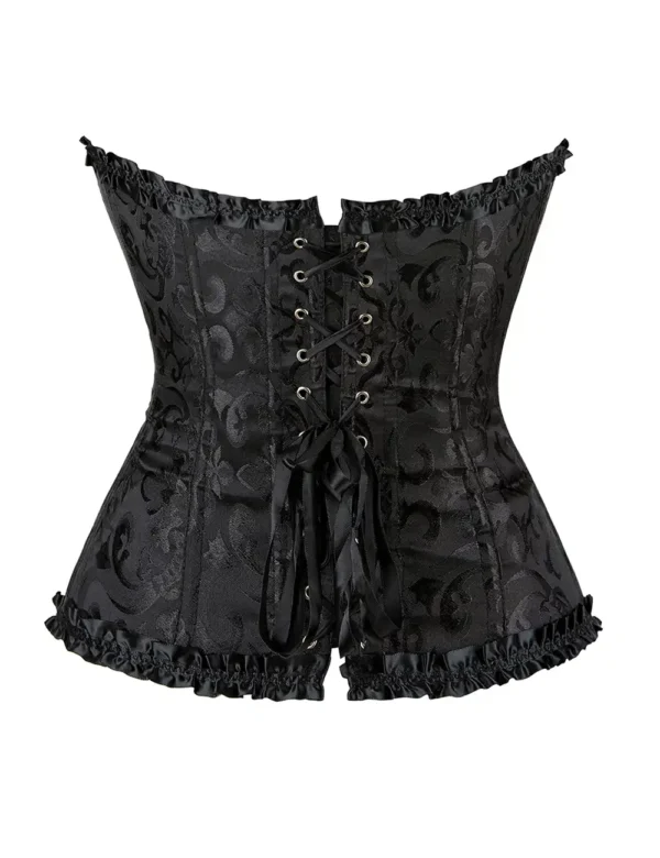 Corset noir jacquard zippé (6) Corset noir jacquard zippé