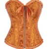 Corset orange cuivré à motifs floraux et zip frontal