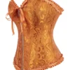 Corset orange cuivré à motifs floraux et zip frontal