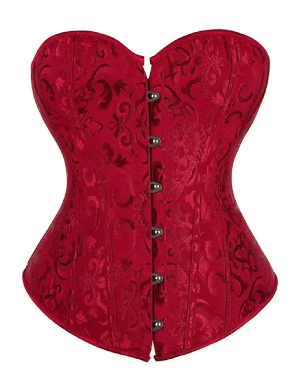 Corset overbust rouge à lacets noirs