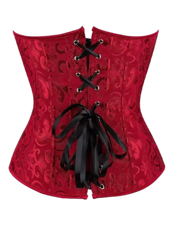 Corset overbust rouge à lacets noirs