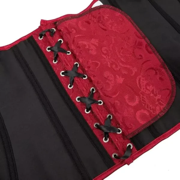 Corset overbust rouge à lacets noirs