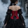 Corset overbust rouge à lacets noirs