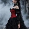 Corset overbust rouge à lacets noirs