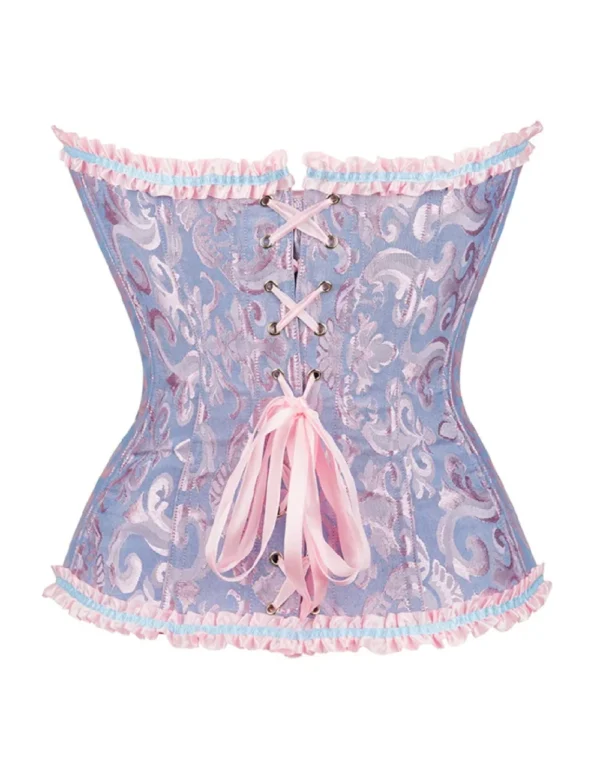 Corset romantique bleu pastel et rose à zip