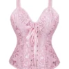 Corset rose clair à bretelles et lacets frontaux