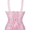 Corset rose clair à bretelles et lacets frontaux