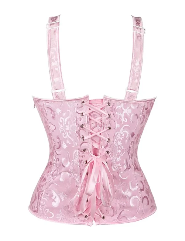 Corset rose clair à bretelles et lacets frontaux