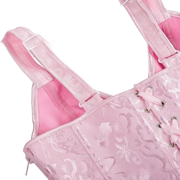 Corset rose clair à bretelles et lacets frontaux