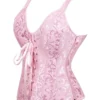 Corset rose clair à bretelles et lacets frontaux