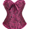 Corset rose et noir chic à rubans (1) Corset rose et noir chic à rubans