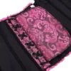 Corset rose et noir chic à rubans (2) Corset rose et noir chic à rubans