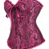 Corset rose et noir chic à rubans (3) Corset rose et noir chic à rubans