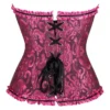 Corset rose et noir chic à rubans (4) Corset rose et noir chic à rubans