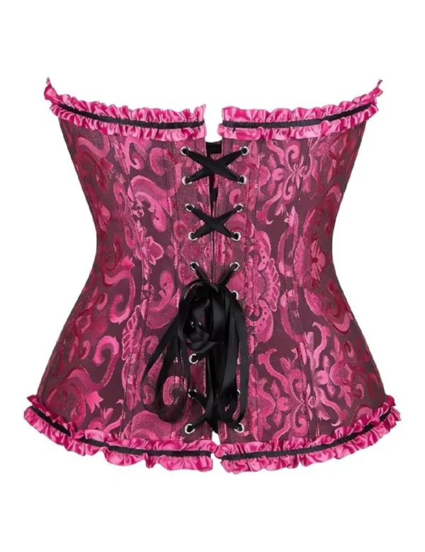 Corset rose et noir chic à rubans (4) Corset rose et noir chic à rubans